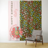 グルービー ピンク フラワー バースデー フォト 背景 タペストリー (インサイチュ)