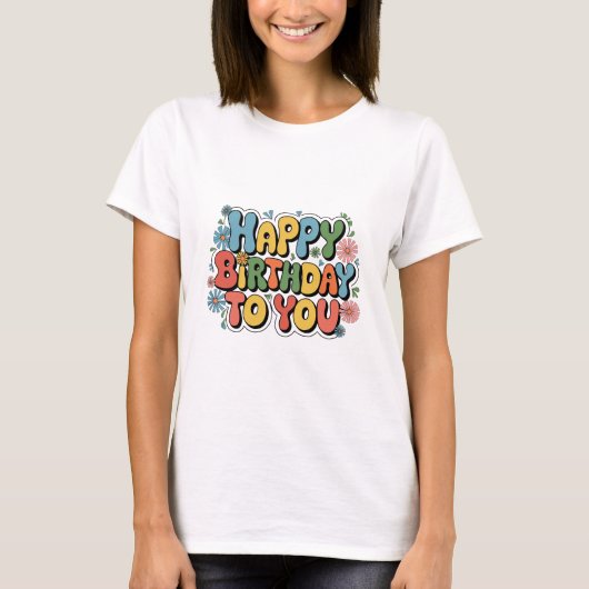 グルービー フローラル バースデー Tシャツ (正面)