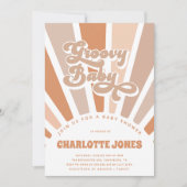 グルービー ベイビー レトロ サン ボヘミアンバビーシャワー 招待状 (正面)