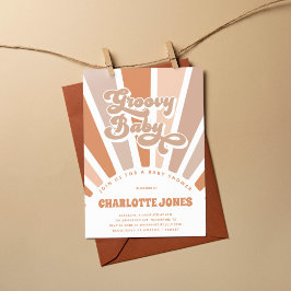 グルービー ベイビー レトロ サン ボヘミアンバビーシャワー 招待状