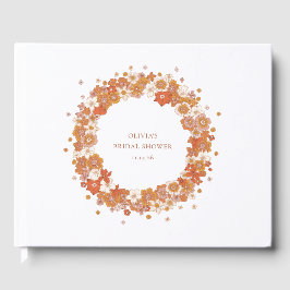 グルービー ボーホー オレンジ フラワーブライダルシャワー カスタム ゲストブック