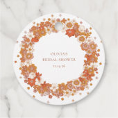 グルービー ボーホー オレンジ フラワーブライダルシャワー カスタム フェイバータグ (裏面)