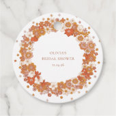 グルービー ボーホー オレンジ フラワーブライダルシャワー カスタム フェイバータグ (正面)