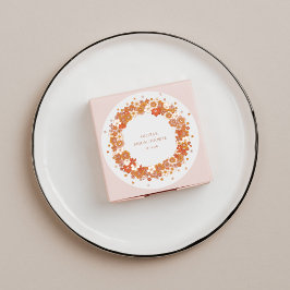 グルービー ボーホー オレンジ フラワーブライダルシャワー カスタム ラウンドシール