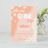 グルービー ボーホー デイジー 1歳の誕生日招待状 招待状 (スタンド正面)