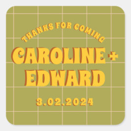 グルービー ボールド グリーン イエロー レッド ファンキー スクエアシール