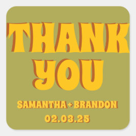 グルービー ボールド グリーン イエロー レッド ファンキー スクエアシール