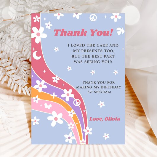 グルービー レインボー フラワーの感謝カード 招待状