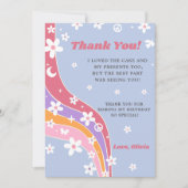 グルービー レインボー フラワーの感謝カード 招待状 (正面)