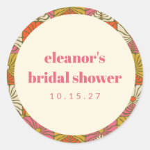 グルービー レトロ オレンジ ボタニカル ブライダル シャワー カスタム