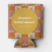グルービー レトロ オレンジ ボタニカル ブライダル シャワー カスタム 缶クーラー (正面)