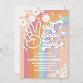 グルービー レトロ ダイシー 10歳の誕生日招待状 招待状 (正面)