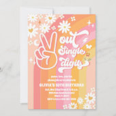 グルービー レトロ ダイジー 10歳の誕生日 招待状 (正面)