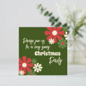 グルービー レトロ フラワー クリスマス パーティー 招待状 (スタンド正面)