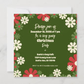 グルービー レトロ フラワー クリスマス パーティー 招待状 (裏面)