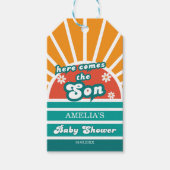 グルービー レトロ ベイビー シャワー ギフト タグ サンシャイン (正面)