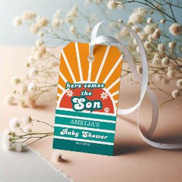 グルービー レトロ ベイビー シャワー ギフト タグ サンシャイン