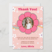 グルービー レトロ レインボー フラワーの感謝カード 招待状 (正面)