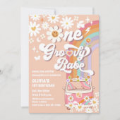 グルービー レトロ 1歳の誕生日招待状 招待状 (正面)