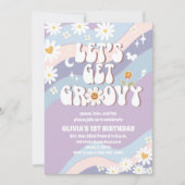 グルービー レトロ 1歳 誕生日招待状 招待状 (正面)