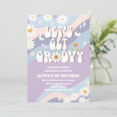 グルービー レトロ 1歳 誕生日招待状 招待状 (スタンド正面)