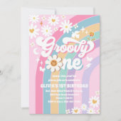 グルービー レトロ 1歳 誕生日 招待状 (正面)