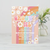 グルービー レトロ 1歳 誕生日 招待状 (スタンド正面)