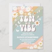 グルービー レトロ 10歳の誕生日招待状 招待状 (正面)