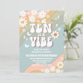 グルービー レトロ 10歳の誕生日招待状 招待状 (スタンド正面)