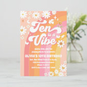 グルービー レトロ 10歳の誕生日招待状 招待状 (スタンド正面)