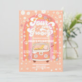 グルービー レトロ 4歳の誕生日招待状 招待状 (スタンド正面)