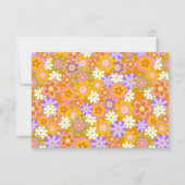 グルービー ヴィンテージ オレンジ フラワー シャワー カスタム フラット サンキューカード (裏面)