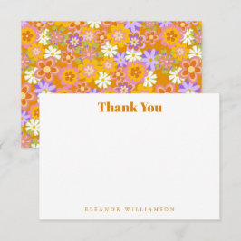 グルービー ヴィンテージ オレンジ フローラル シャワー カスタム フラット サンキューカード