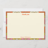 グルービー ヴィンテージ オレンジ フローラル ブライダル シャワー ネーム サンキューカード (正面)