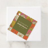 グルービー ヴィンテージ グリーン フラワーブライダルシャワー カスタム フェイバータグ (インサイチュ)