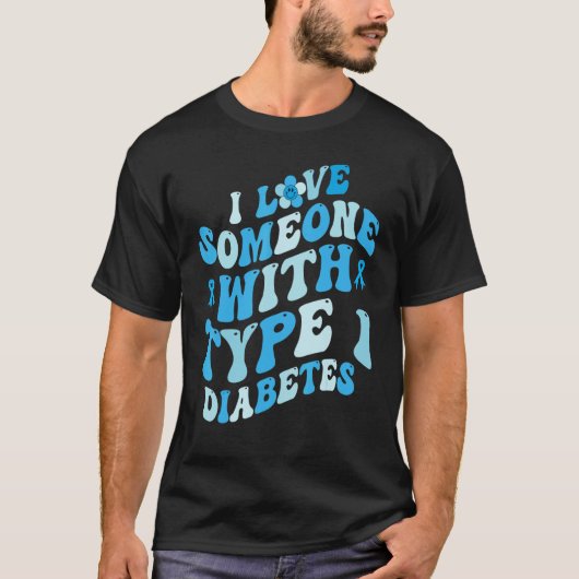 グルービー 1型糖尿病の人を愛してる アウェアネ Tシャツ (正面)