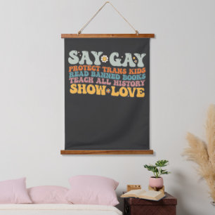 グルービー LGBT ゲイを肯定 トランスジェンダーの子供たちを守ろう 本を読もう 吊り下げ型タペストリー