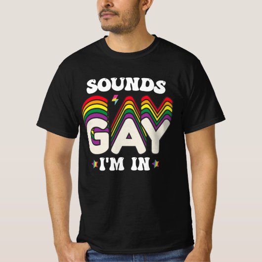 グルービーLGBTプライド・サウンド ゲイだもん私も Tシャツ (正面)