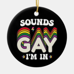 グルービーLGBTプライド・サウンド・ゲイ・アイム・イン セラミックオーナメント