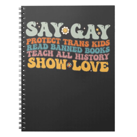 グルービーLGBT 言って セイ 守って トランスの子供たち 本を読め ノートブック (正面)