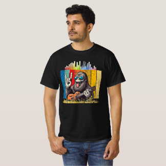 グルーブゴリラとロックオン – レトロ音楽好き Tシャツ