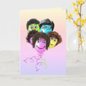 グループおもしろいの人々の風船 カード (黄色い花)