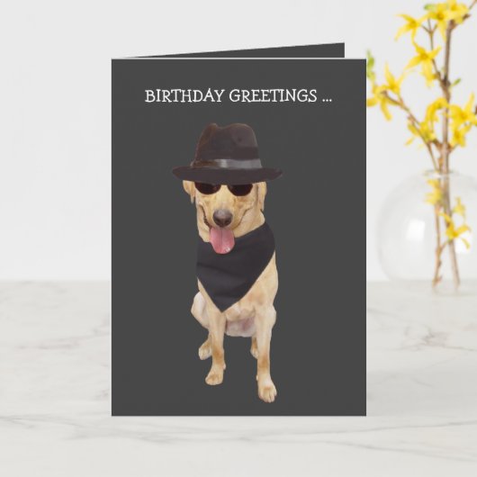 グループからのおもしろいでクールな犬か実験室 カード (黄色い花)