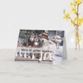 グループからのハッピーバースデー、ハスキー カード (黄色い花)