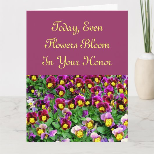 グループからのパンジー/大型誕生日カードの質量 カード (正面)