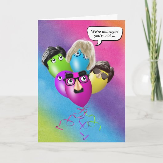 グループからのレインボー誕生日バルーン カード (正面)