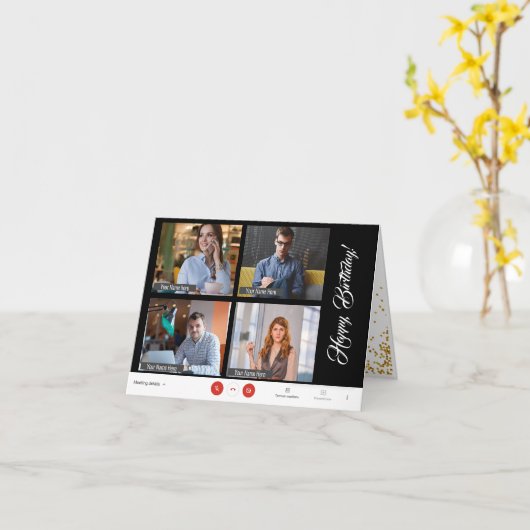 グループからの会議おもしろいオンライン誕生日のズーム カード (黄色い花)