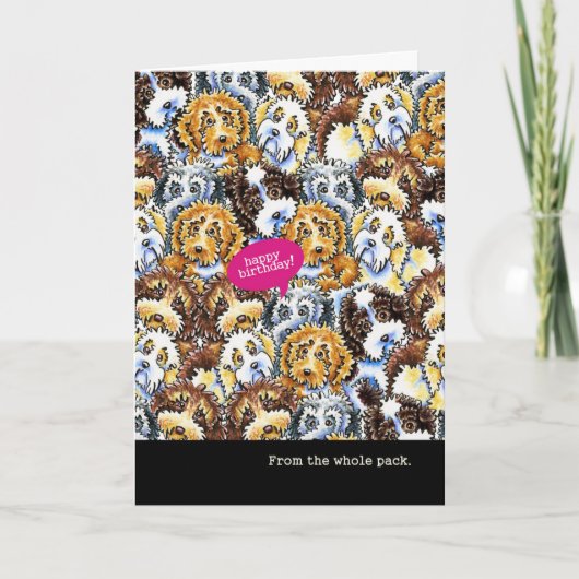 グループによって混合される品種犬からのおもしろいな誕生日 カード (正面)