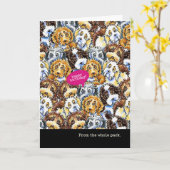 グループによって混合される品種犬からのおもしろいな誕生日 カード (黄色い花)