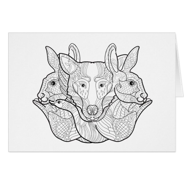 グループの動物の落書き (正面横)